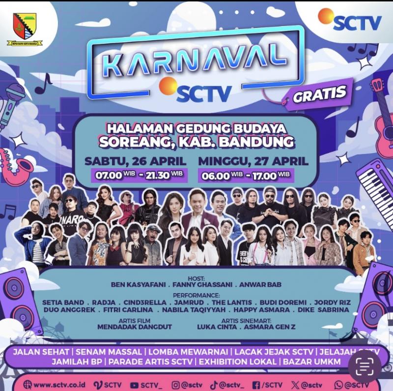 Karnaval SCTV 2025 Resmi Dibuka di Soreang, Puluhan Ribu Warga Tumpah Ruah di Halaman Gedung Budaya
