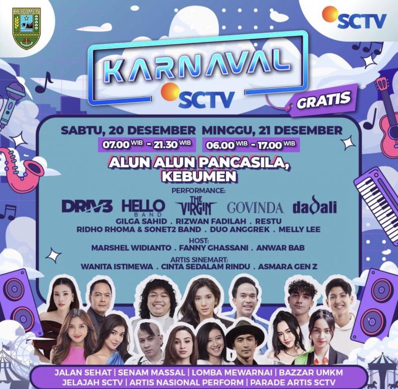 Karnaval SCTV Tutup Rangkaian 2025 di Kebumen, Hadirkan Musisi Papan Atas dan Bintang Sinetron Favorit