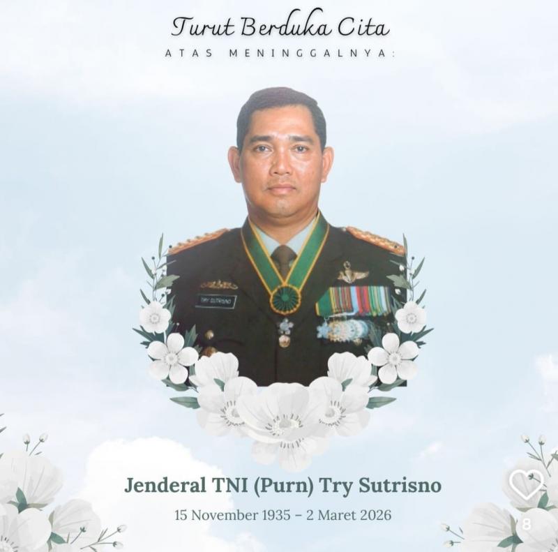  Tri Sutrisno Meninggal Dunia, Disemayamkan di Rumah Duka Menteng